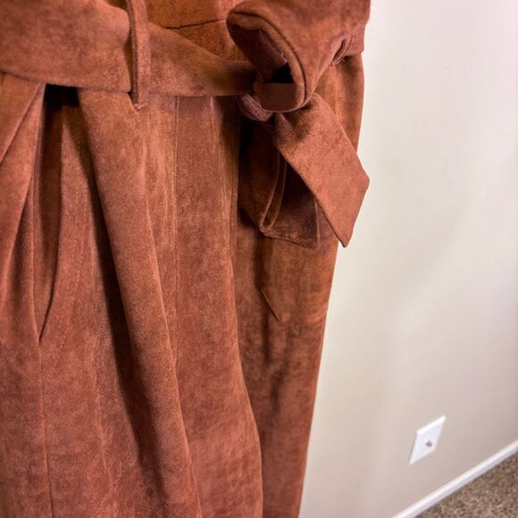 New Anthropologie Brown Cedar Faux Suede Sleeveless Jumpsuit XL - Picture 6 of 11
